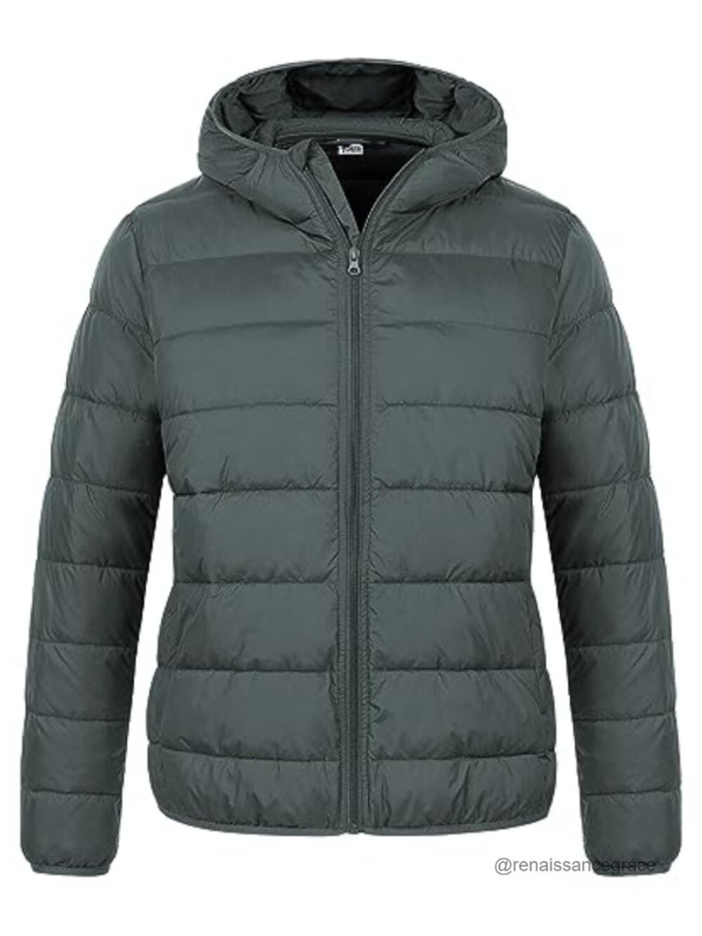 Plus Size Lightweight Packable Puffer Jacket Hooded Quilted Winter Coat
